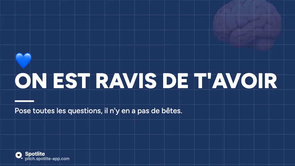 Onboarding nouvel arrivant — slide 5 : On est ravis de t'avoir