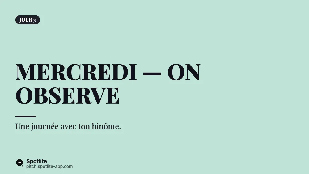 Première semaine — slide 4 : Mercredi — on observe