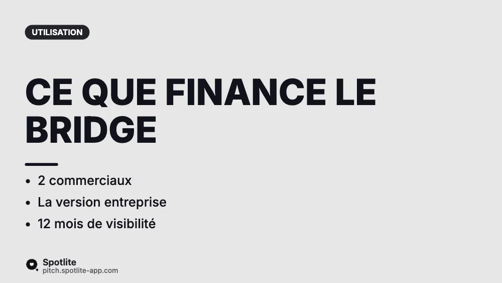 Tour de bridge — slide 4 : Ce que finance le bridge