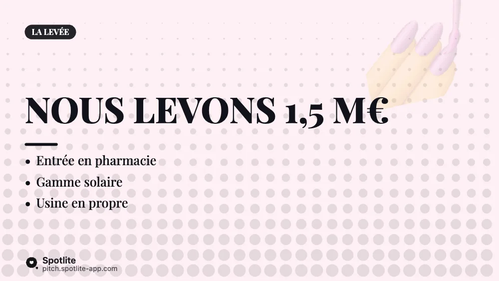 Cosmétique en ligne — slide 5 : Nous levons 1,5 M€