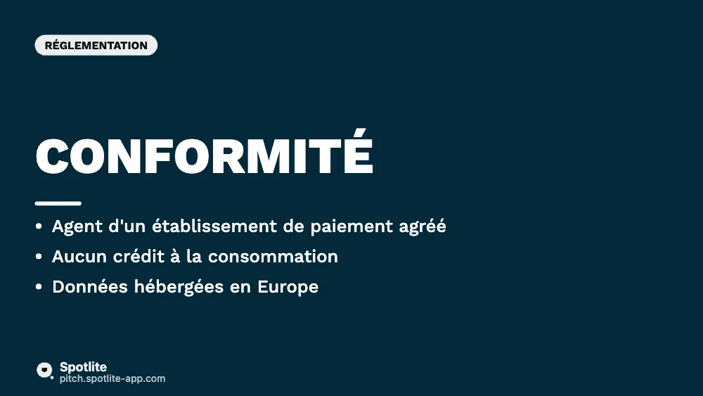 Fintech — levée seed — slide 6 : Conformité