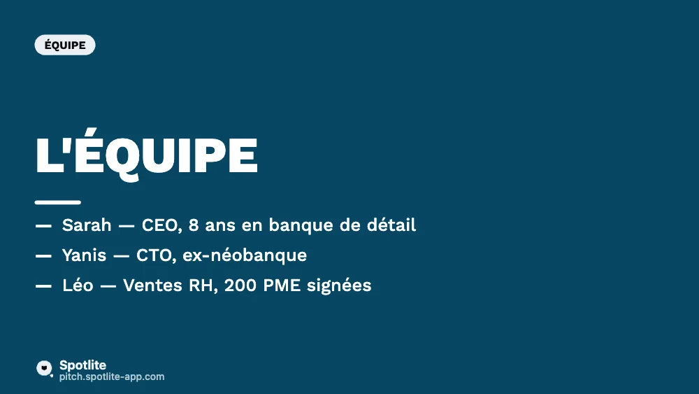 Fintech — levée seed — slide 7 : L'équipe