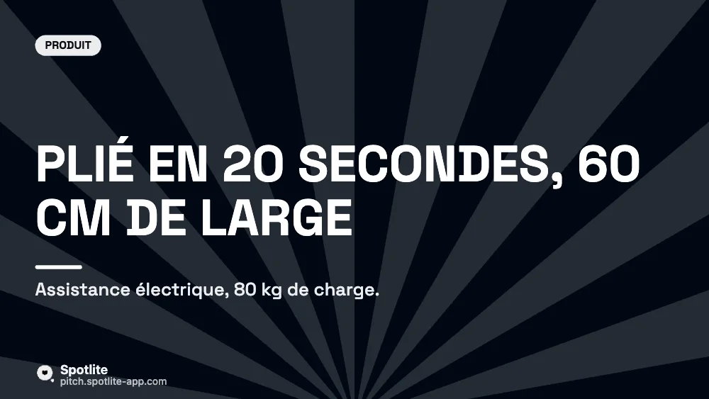 Hardware & industrie — slide 3 : Plié en 20 secondes, 60 cm de large