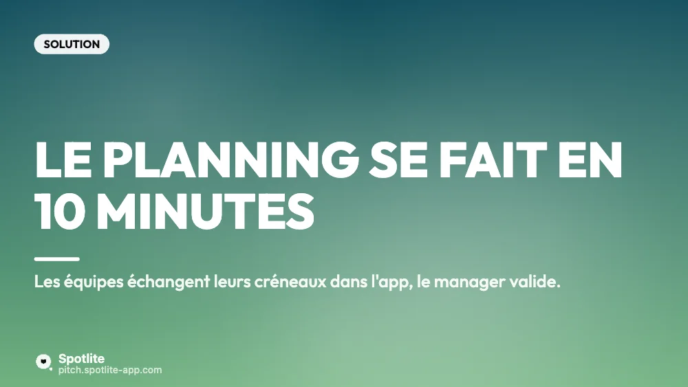 SaaS RH — pre-seed — slide 3 : Le planning se fait en 10 minutes
