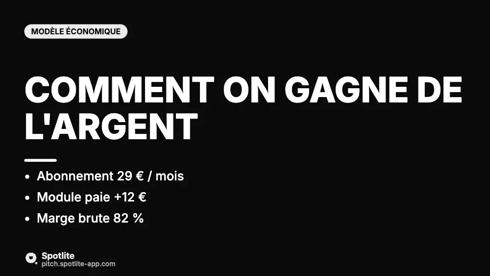 Levée seed — SaaS — slide 7 : Comment on gagne de l'argent
