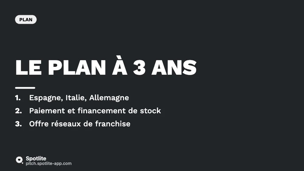 Série B — passage à l'échelle — slide 5 : Le plan à 3 ans