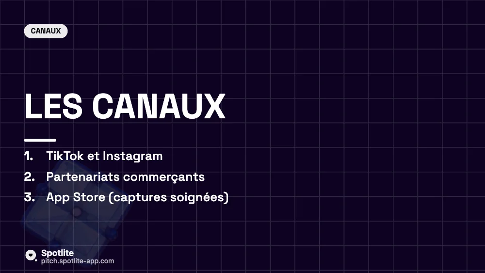 Plan marketing — slide 4 : Les canaux