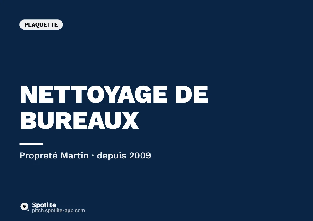 Plaquette commerciale — slide 1 : Nettoyage de bureaux