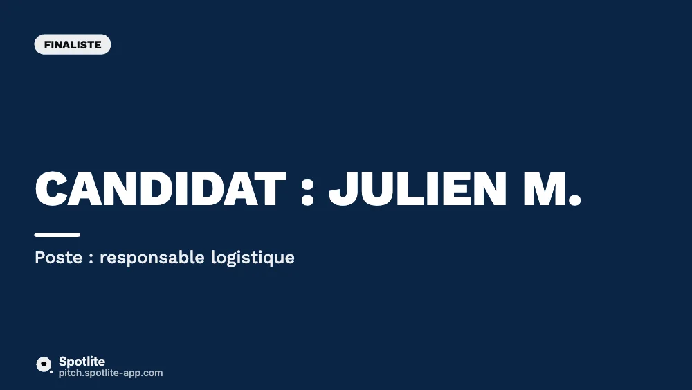 Présentation d'un candidat — slide 1 : Candidat : Julien M.