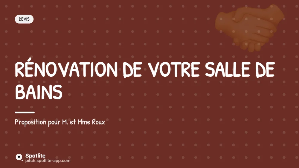 Présentation de devis — slide 1 : Rénovation de votre salle de bains