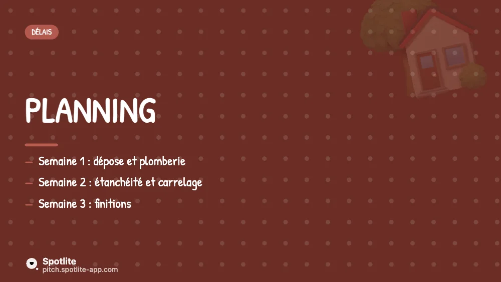 Présentation de devis — slide 3 : Planning