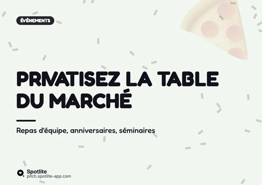 Privatisation de restaurant — slide 1 : Privatisez La Table du Marché