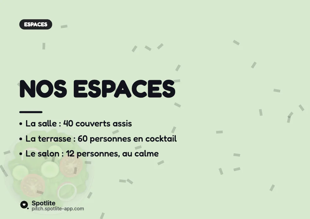 Privatisation de restaurant — slide 2 : Nos espaces
