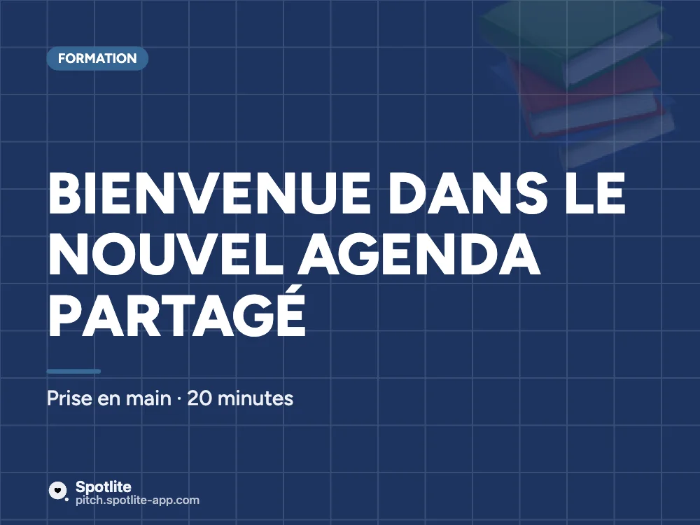 Prise en main d'un outil — slide 1 : Bienvenue dans le nouvel agenda partagé