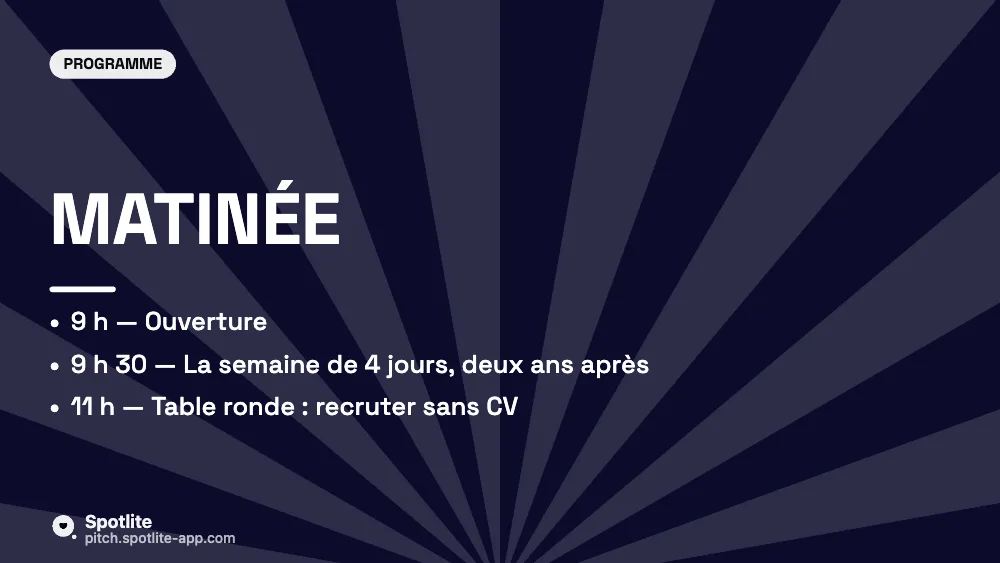 Programme de conférence — slide 2 : Matinée