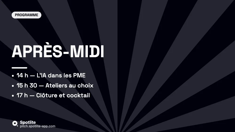 Programme de conférence — slide 3 : Après-midi