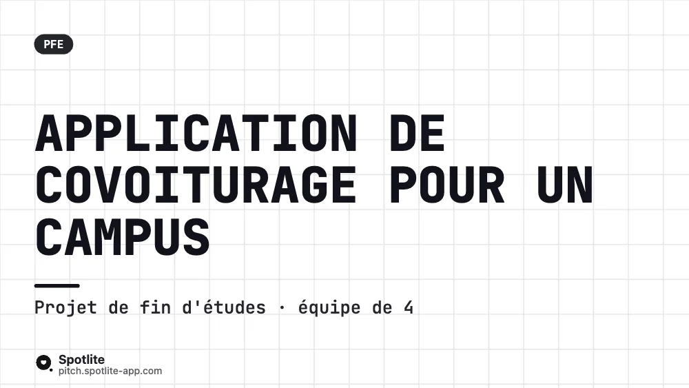 Projet de fin d'études — slide 1 : Application de covoiturage pour un campus