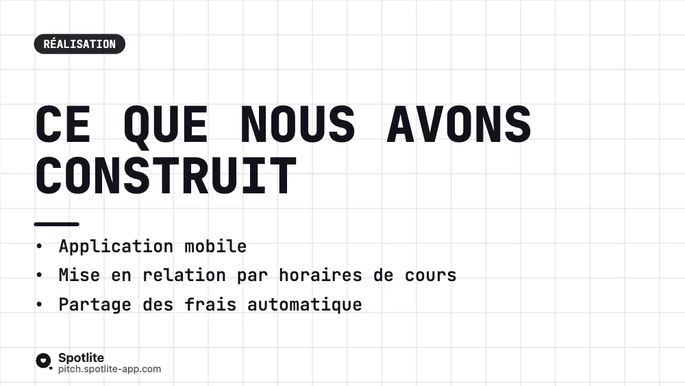 Projet de fin d'études — slide 3 : Ce que nous avons construit