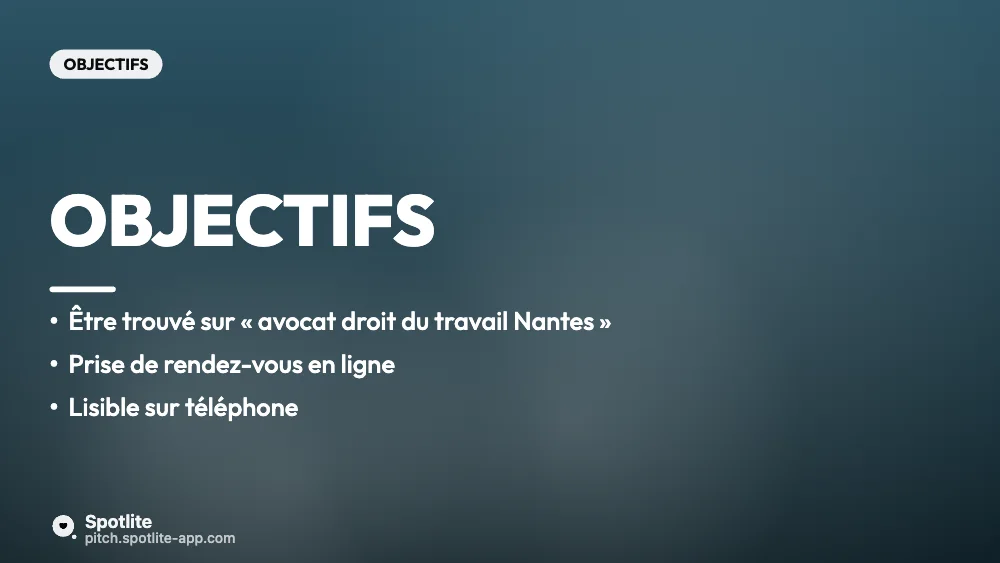 Projet de site web — slide 2 : Objectifs