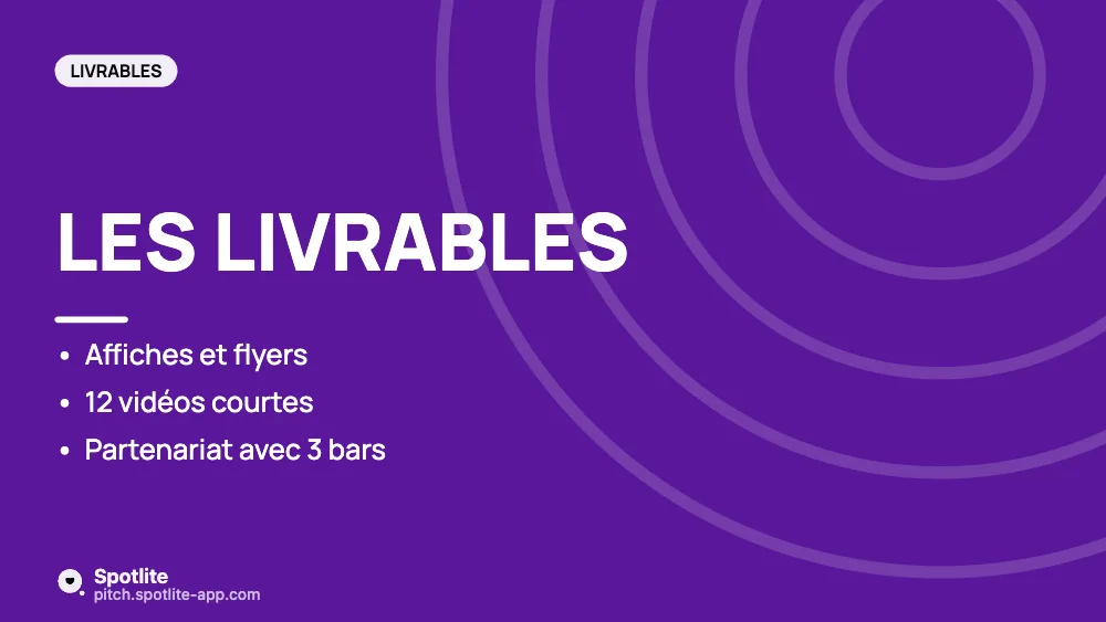 Projet tutoré — slide 4 : Les livrables