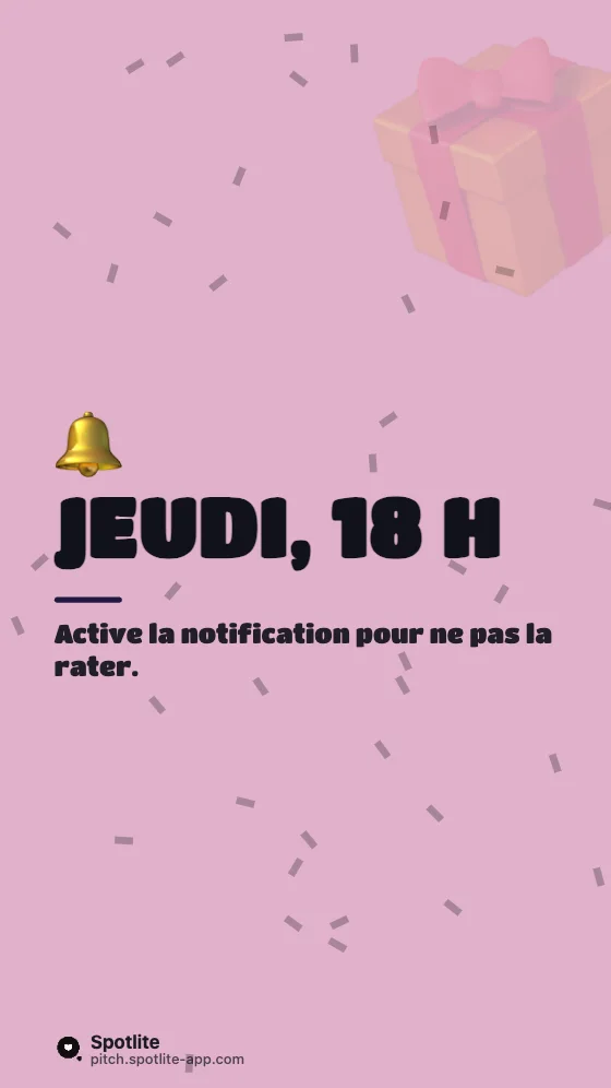 Lancement de produit — slide 5 : Jeudi, 18 h