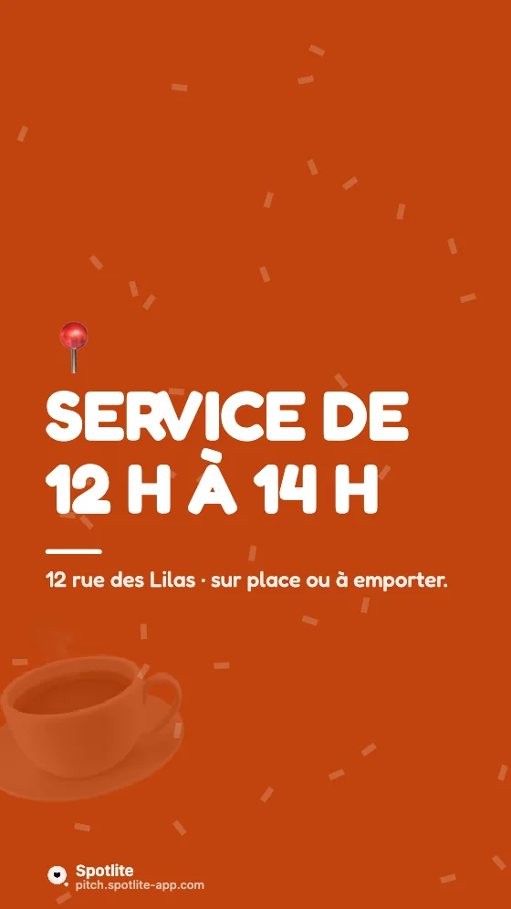 Plat du jour en Reels — slide 4 : Service de 12 h à 14 h