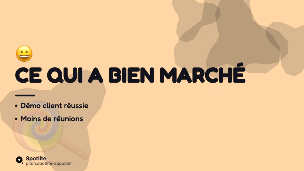 Rétrospective de sprint — slide 2 : Ce qui a bien marché