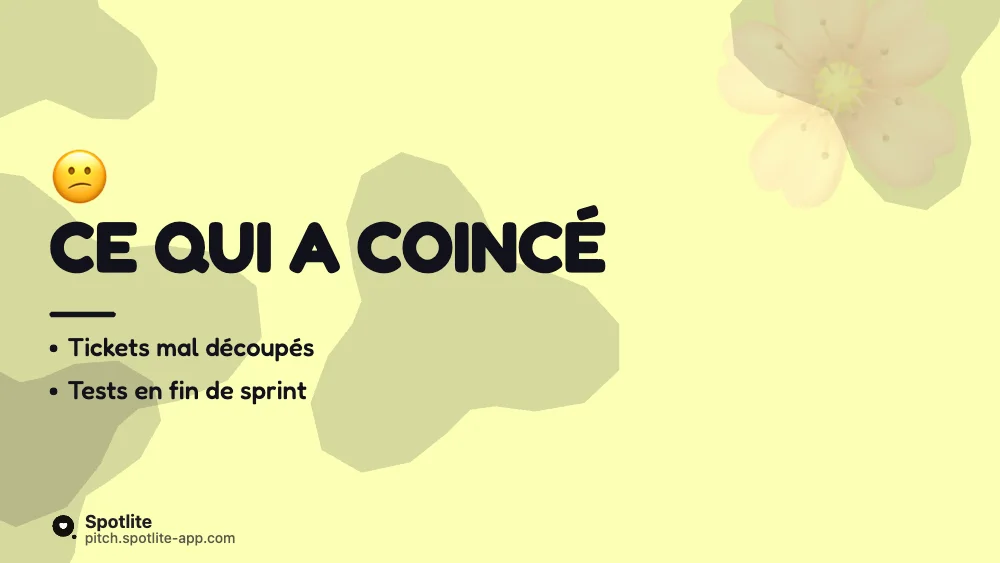 Rétrospective de sprint — slide 3 : Ce qui a coincé