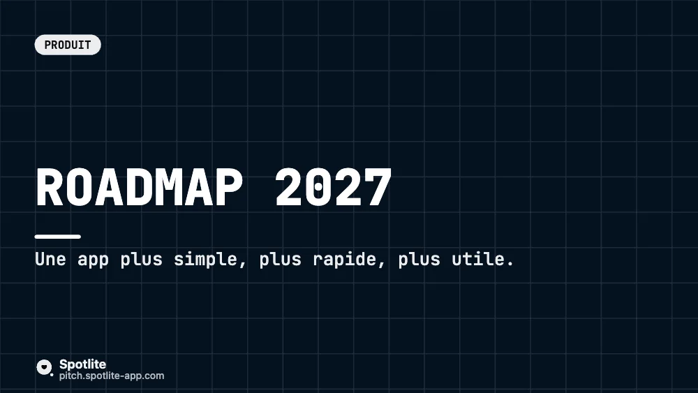 Roadmap produit — slide 1 : Roadmap 2027