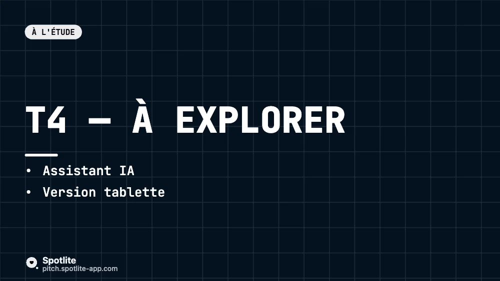 Roadmap produit — slide 5 : T4 — À explorer