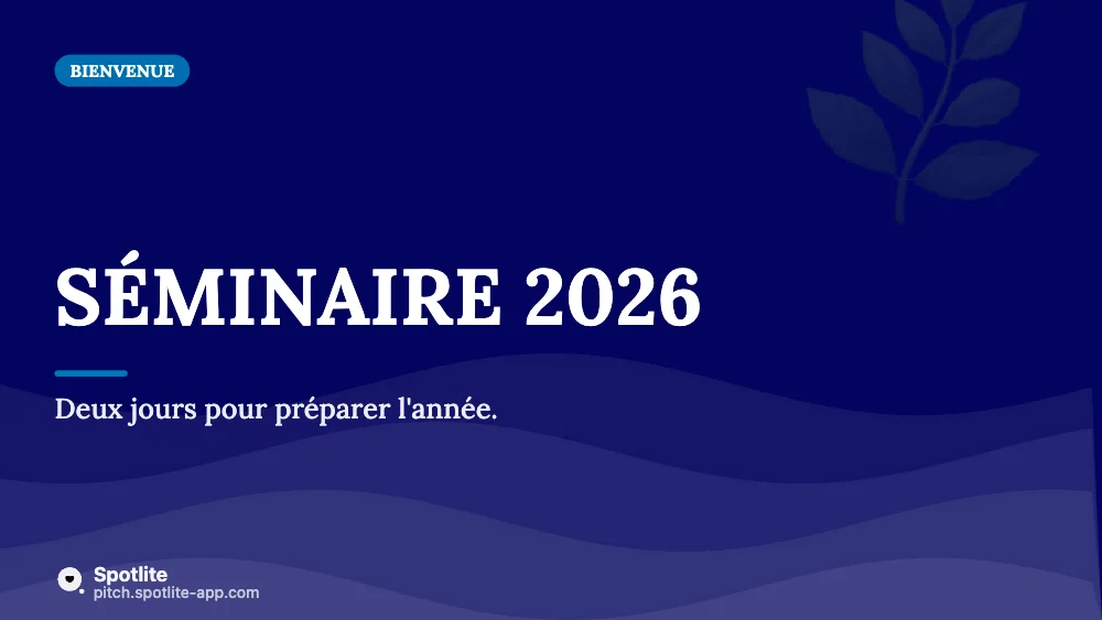 Séminaire d'équipe — slide 1 : Séminaire 2026