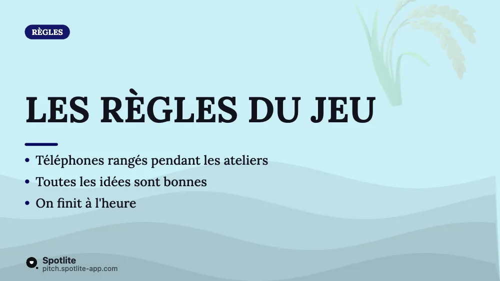 Séminaire d'équipe — slide 5 : Les règles du jeu