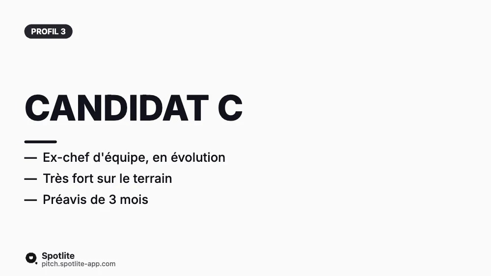 Shortlist de candidats (client) — slide 5 : Candidat C