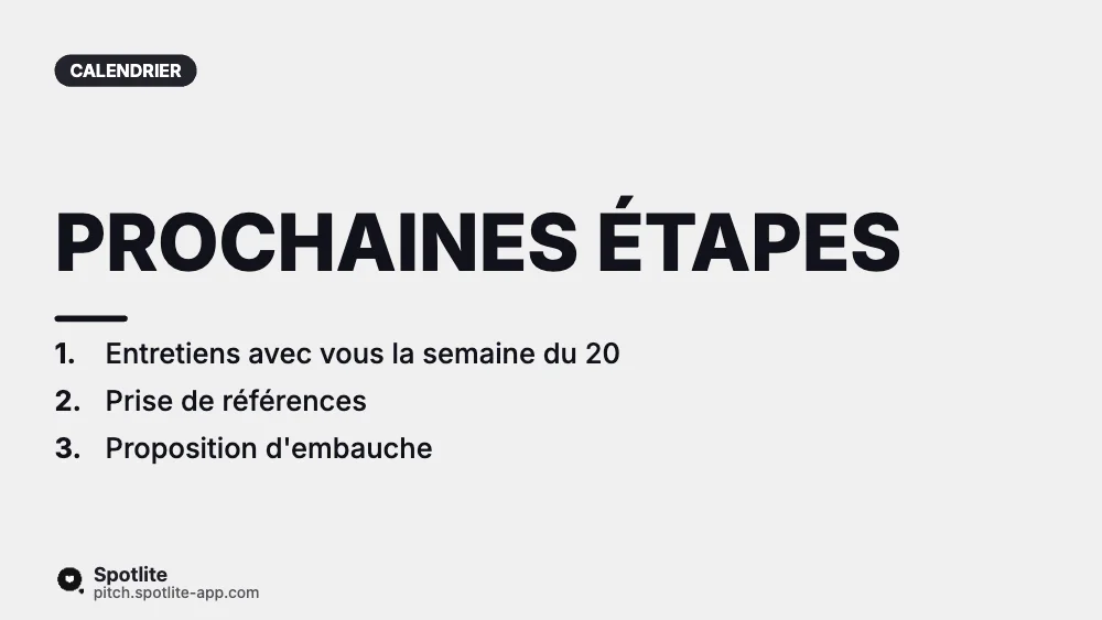 Shortlist de candidats (client) — slide 7 : Prochaines étapes