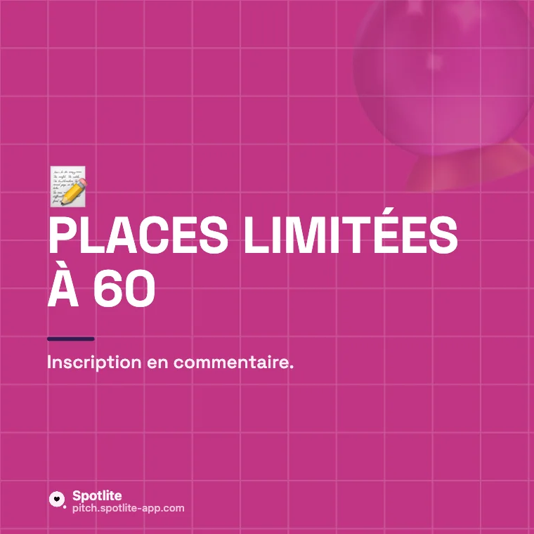 Afterwork — slide 3 : Places limitées à 60