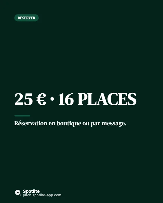 Soirée dégustation — slide 3 : 25 € · 16 places