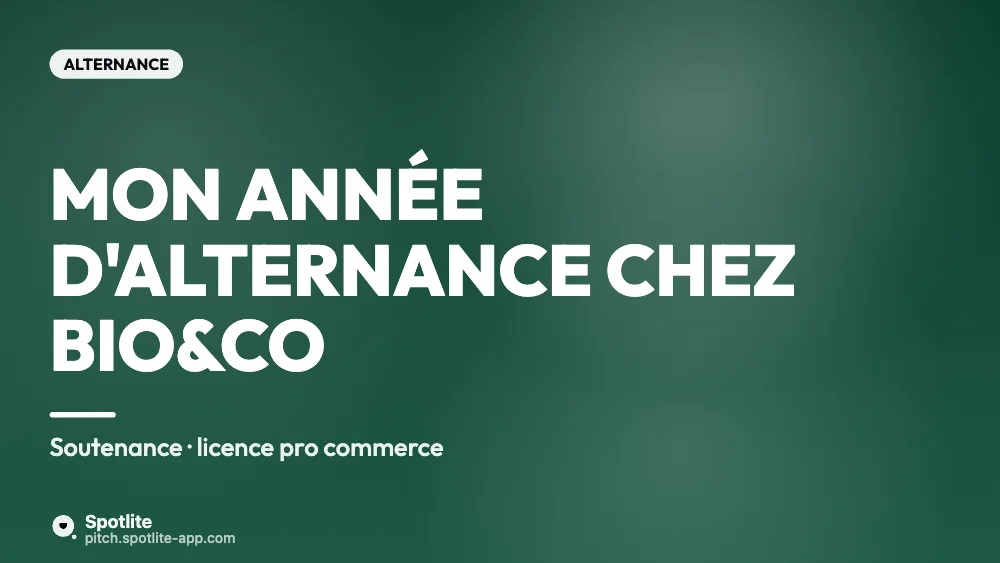 Soutenance d'alternance — slide 1 : Mon année d'alternance chez Bio&Co