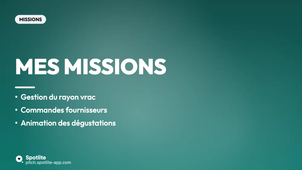 Soutenance d'alternance — slide 3 : Mes missions