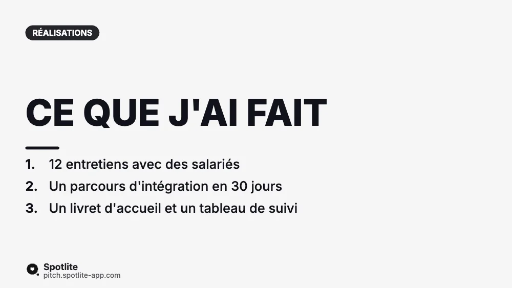 Soutenance de stage — slide 4 : Ce que j'ai fait