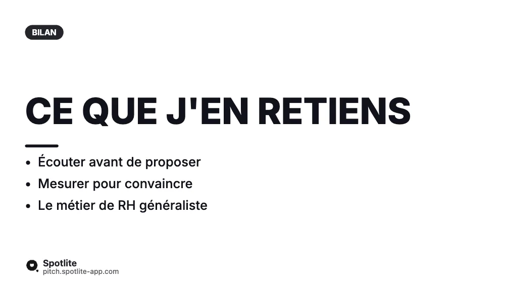 Soutenance de stage — slide 6 : Ce que j'en retiens