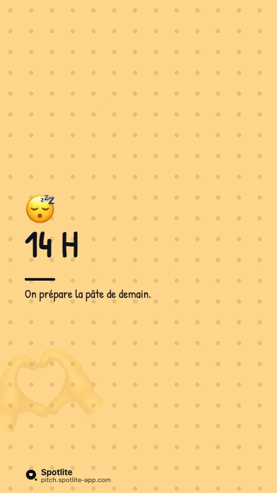 Story coulisses — slide 4 : 14 h