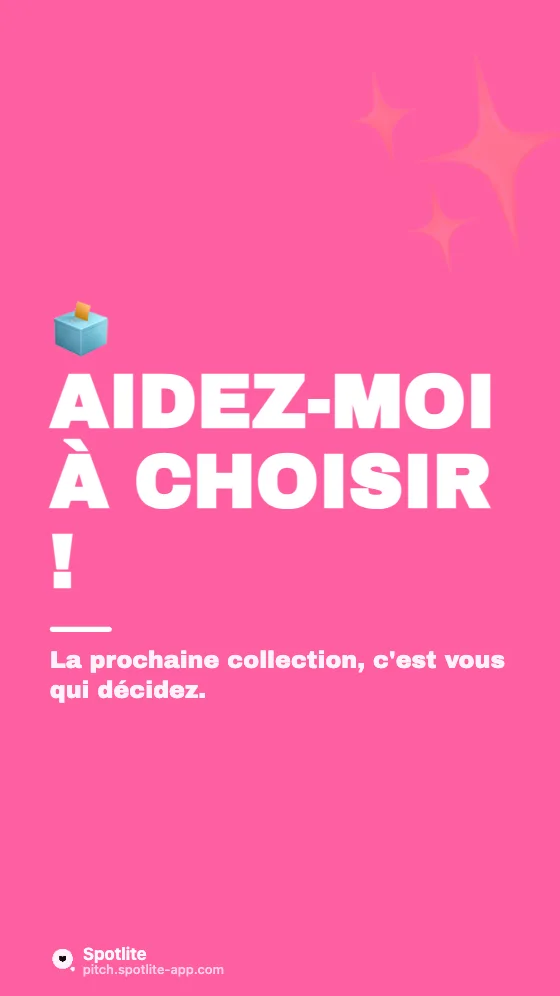 Story sondage — slide 1 : Aidez-moi à choisir !