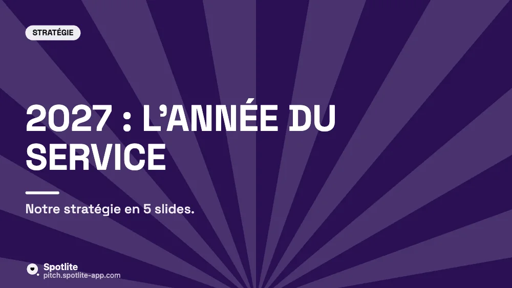 Stratégie de l'année — slide 1 : 2027 : l'année du service