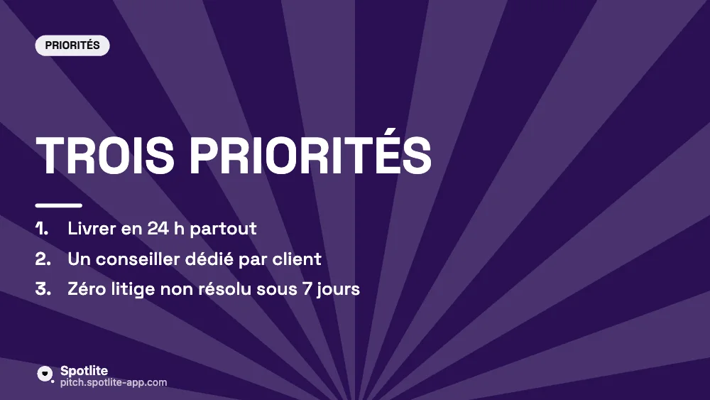 Stratégie de l'année — slide 3 : Trois priorités