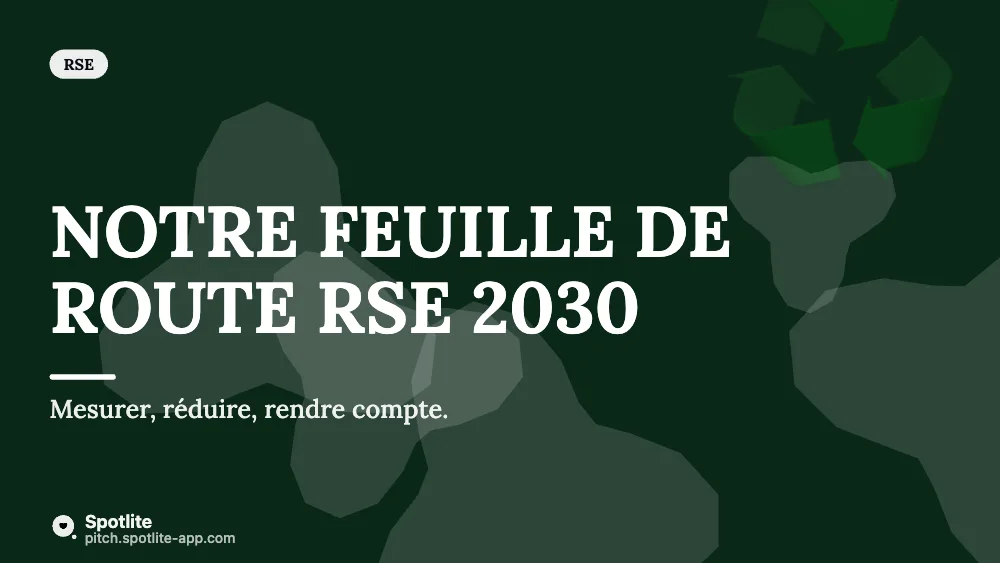 Stratégie RSE — slide 1 : Notre feuille de route RSE 2030