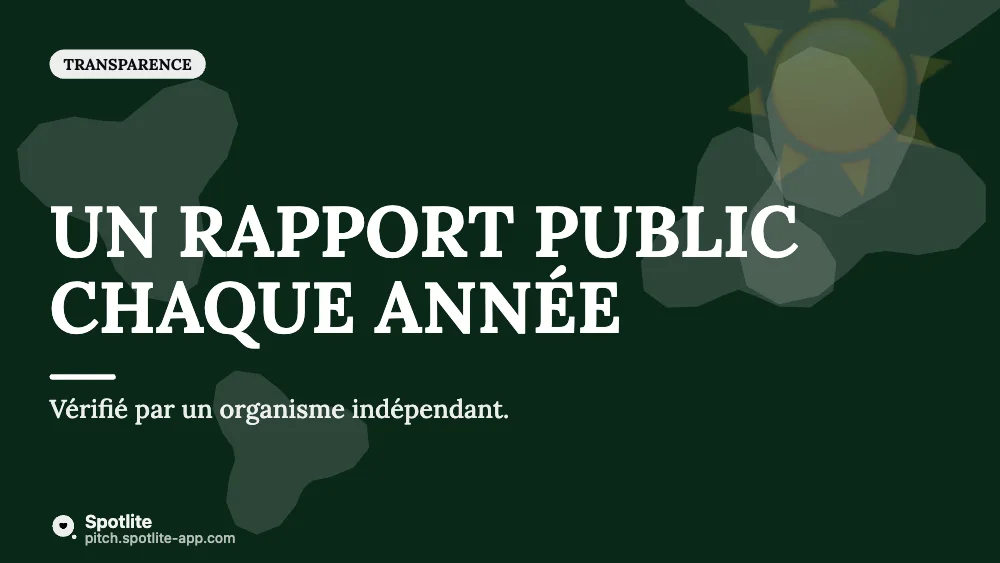 Stratégie RSE — slide 5 : Un rapport public chaque année