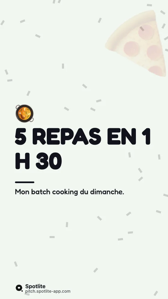 Batch cooking du dimanche — slide 1 : 5 repas en 1 h 30