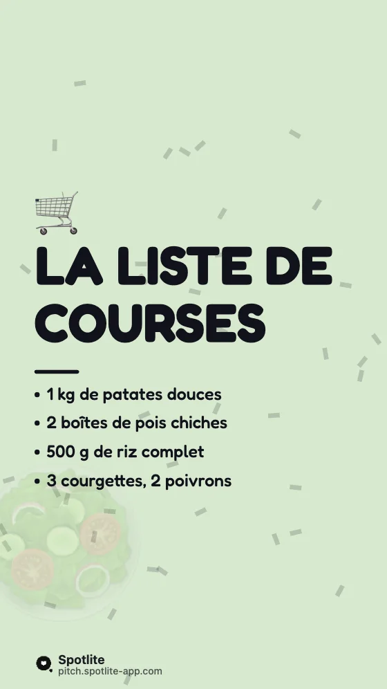 Batch cooking du dimanche — slide 2 : La liste de courses