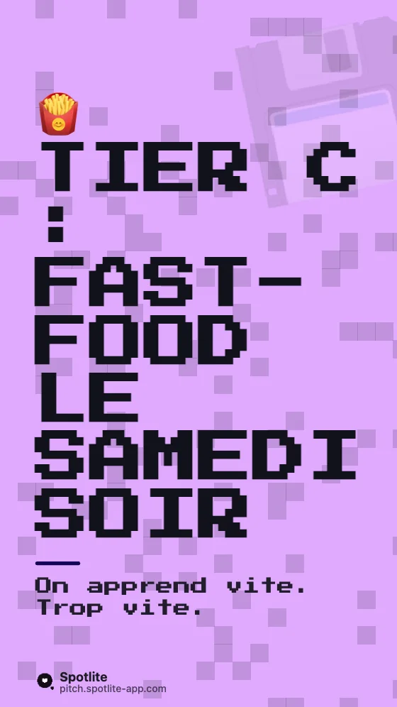 Classement (tier list) — slide 3 : Tier C : fast-food le samedi soir