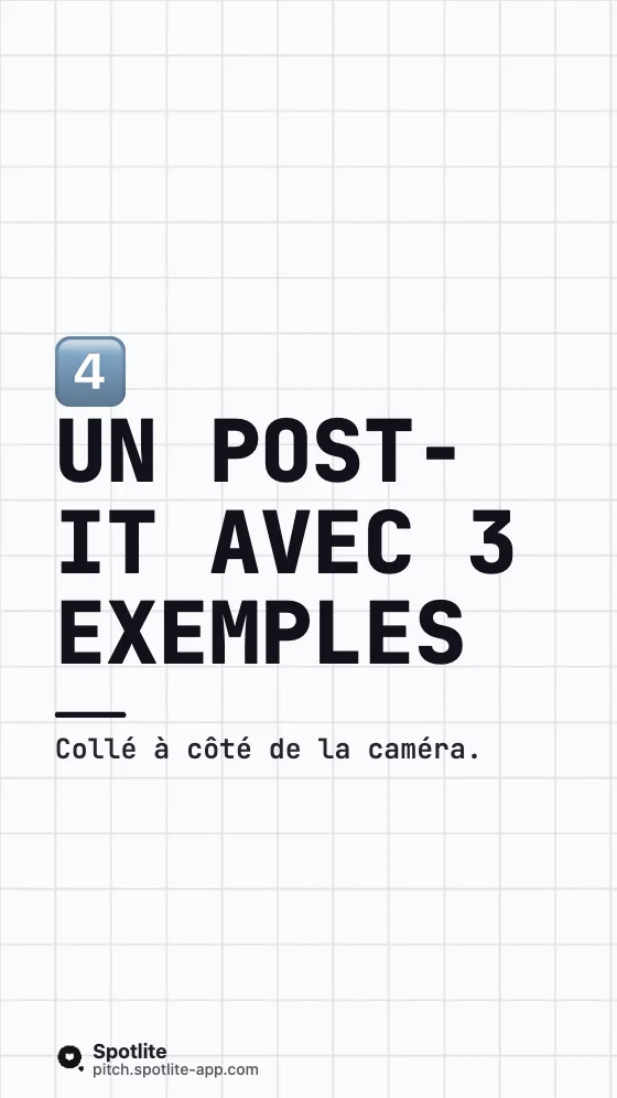 Réussir un entretien en visio — slide 5 : Un post-it avec 3 exemples